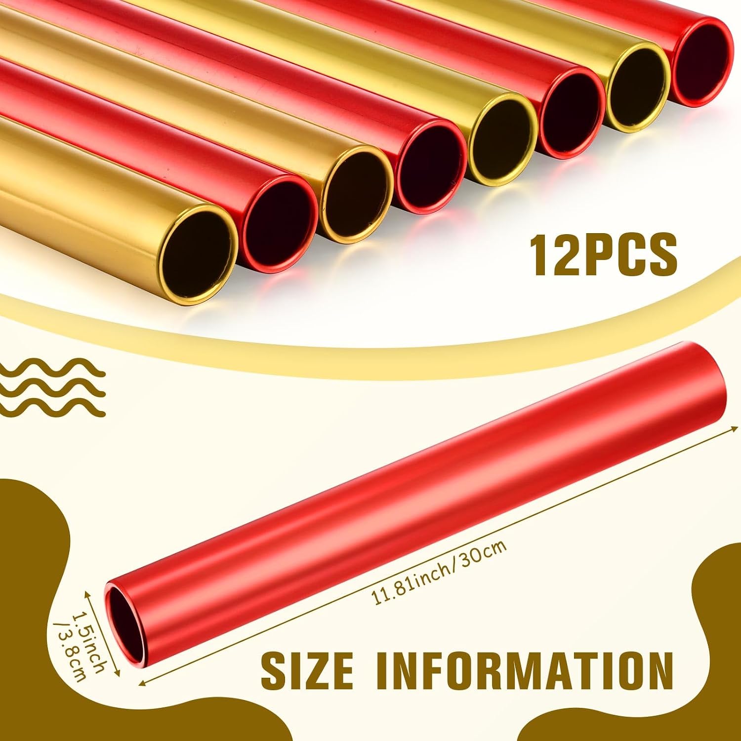 Hanaive 12 Pieces Relay Baton Sports Aluminum Track Baton Field Race Equipments for Running Race Team Corrosion Resistant for Students Office Clark Running Outdoor Field Race Tools