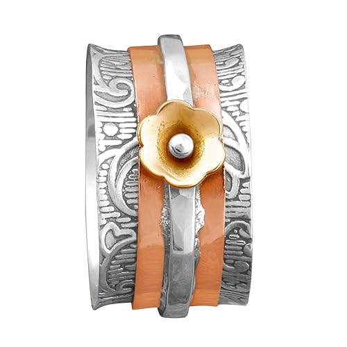 Spinner Ring Fidget Ring Flower Spinner Ring Solid 925 Sterling Silver Ring Anxiety Ring Spin Ring Handmade Ring Meditation Ring (6.5)