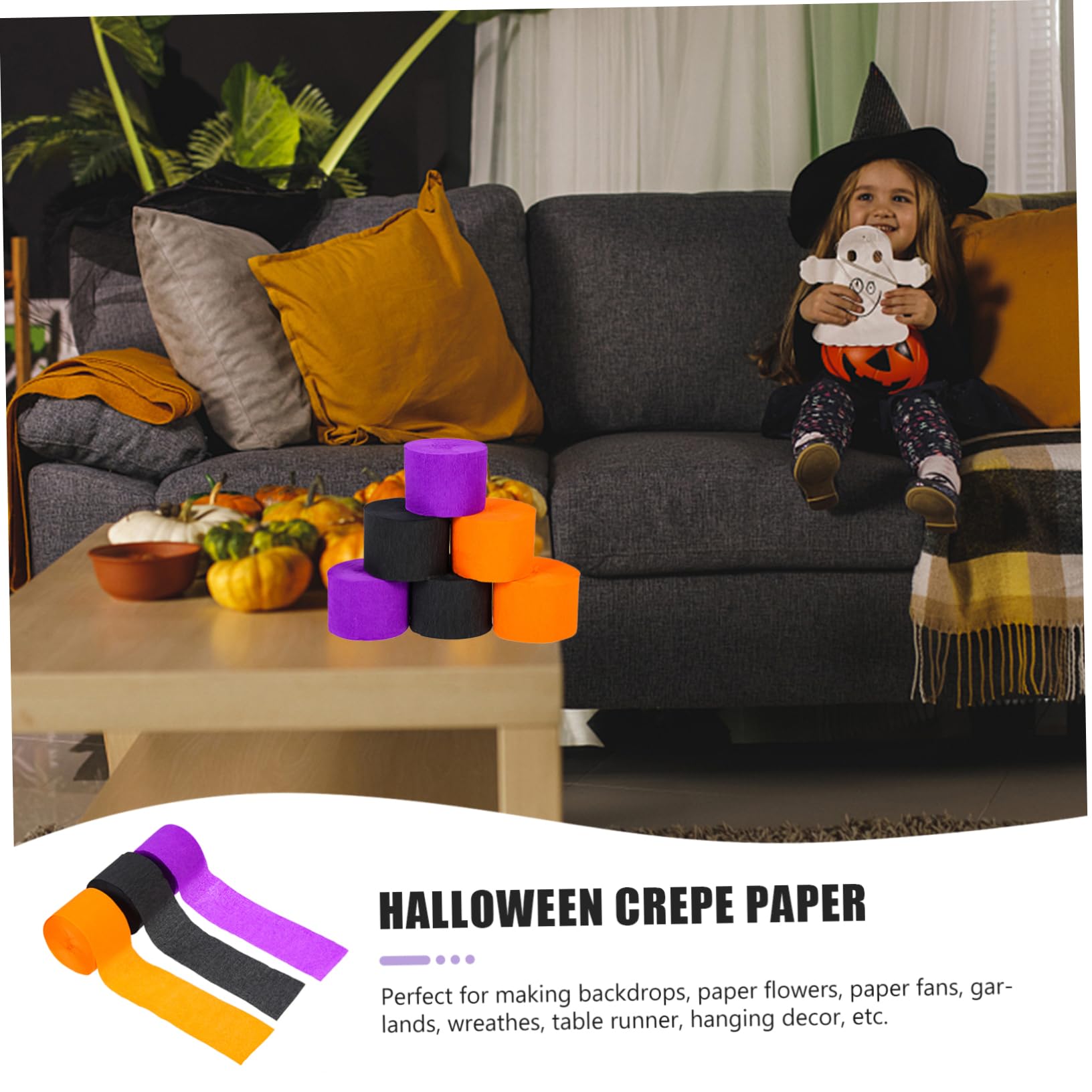 SEWACC 24rollos Serpentinas Crepé Para Decoración De Halloween De Oscuros Para y Fiestas Adornos Para Hogar y Proyectos Creativos