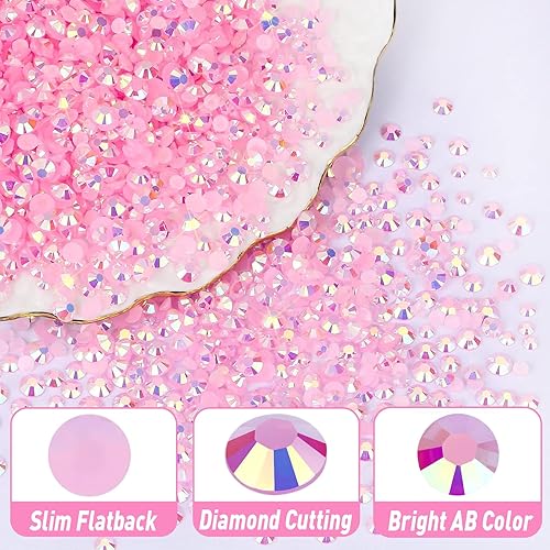 Miniatura 3 de 25000 unidades de diamantes de imitación AB color rosa con parte trasera plana, de 0.118 pulgadas, 0.157 pulgadas, no termofijos, para manualidades,