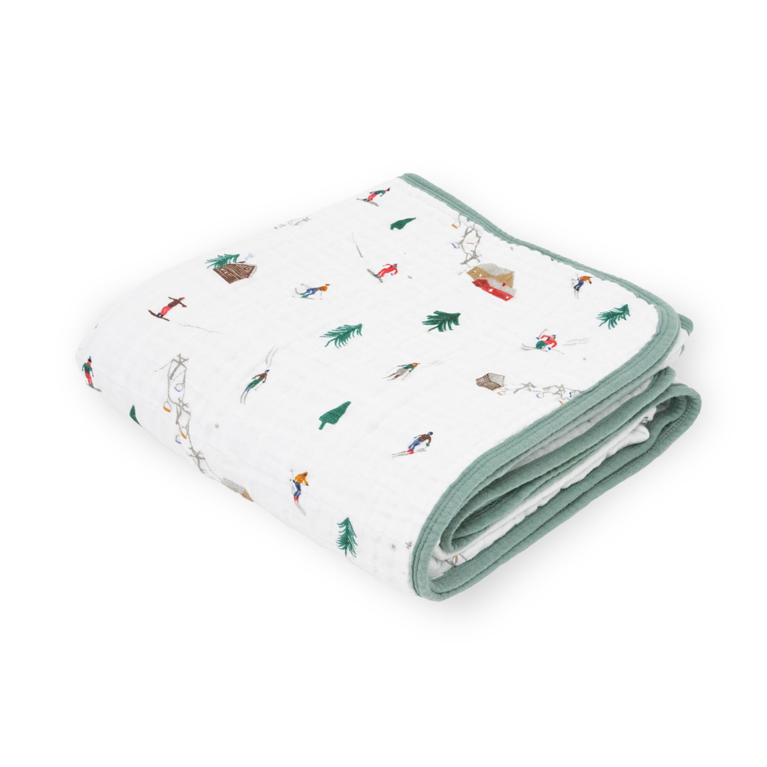 Little Unicorn Muslin Quilt Blanket | 100% Cotton Soft Multi-Layered Muslin Fabric | Toddler &amp; Baby Blanket | 47”x47” | for Nursery, Crib, Shower Gifts (Powder Party)
