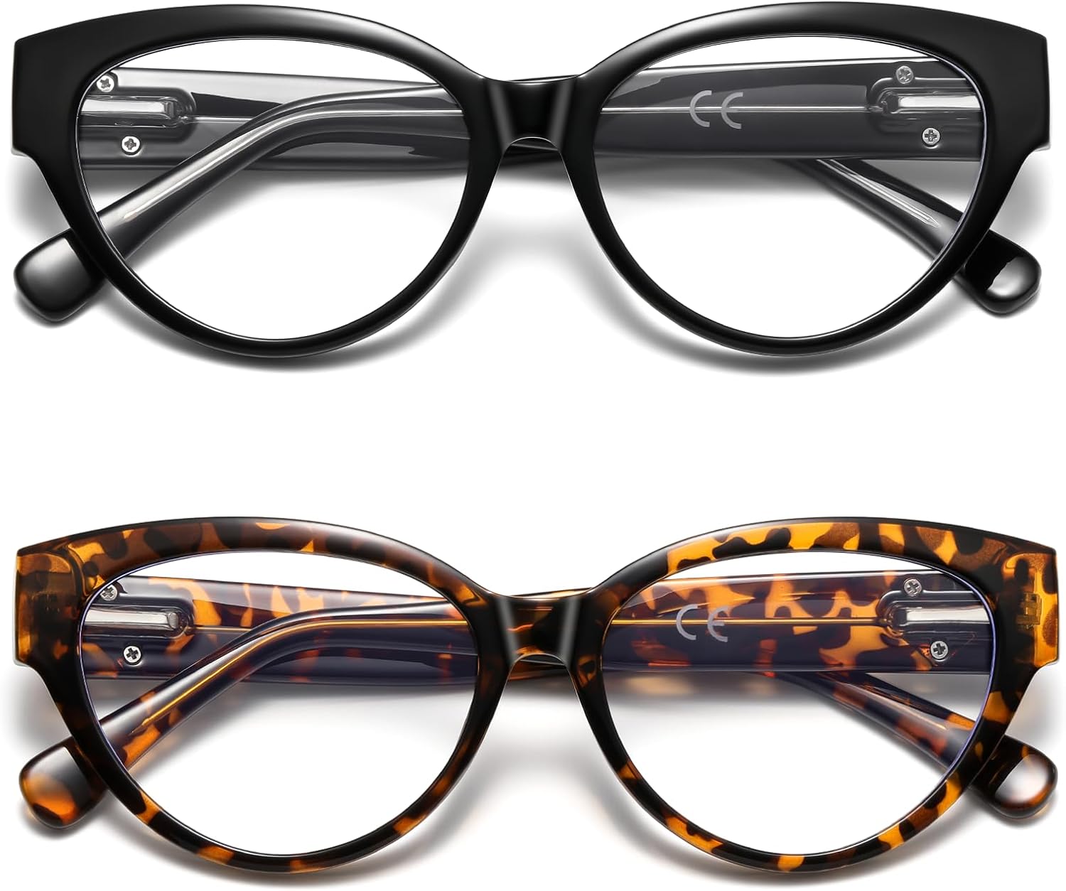 2 Pack Reading Glasses for Women, Black Lacquer Heart Blue Light Blocking Computer Readers with Spring Hinge - Image 2