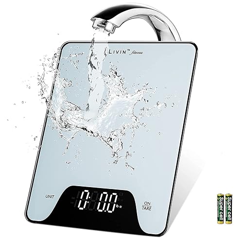 LIVIN - Báscula digital para alimentos pantalla LED grande alta precisión graduación precisa de 01 oz parte superior resistente al agua 4 unidades