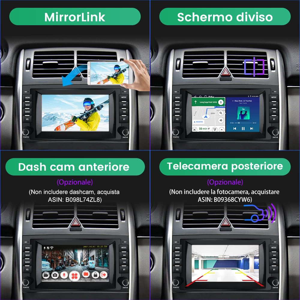 Android 13 Autoradio Carplay Android Auto per Mercedes Benz Vito Viano/Sprinter W639 W245/Classe B/Classe A W169 7 Pollici Car Radio Bluetooth FM RDS Comandi al volante