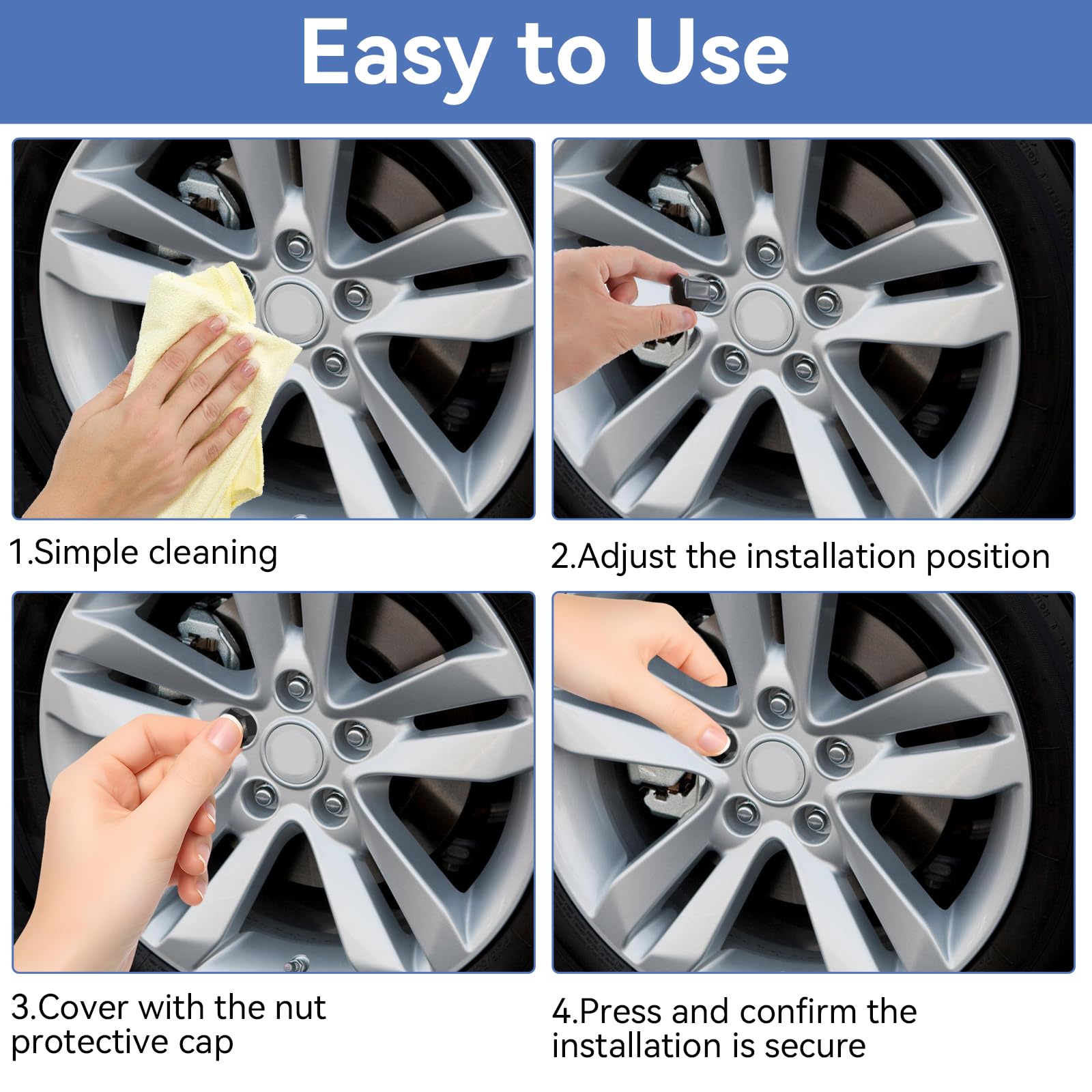 20 Pièces Cache Ecrou, 17 mm Capuchons de Boulons de Roue avec Outil de Démontage, Universel Cache-écrous de Pneu Hexagonaux pour Écrous de Roue de Voiture (Noir) - 5