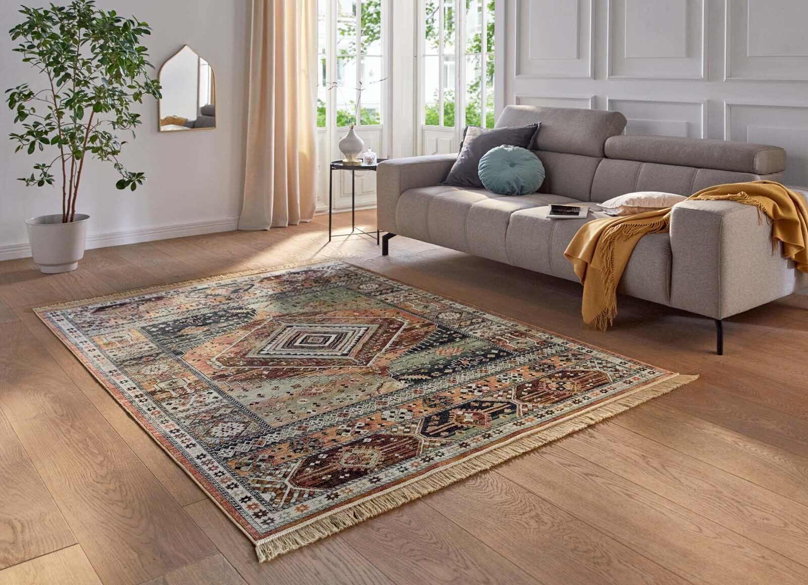 Taracarpet Kurzflor Designer Teppich modern Orientteppich für Wohnzimmer Schlafzimmer und Esszimmer heriz rot 195x300 cm