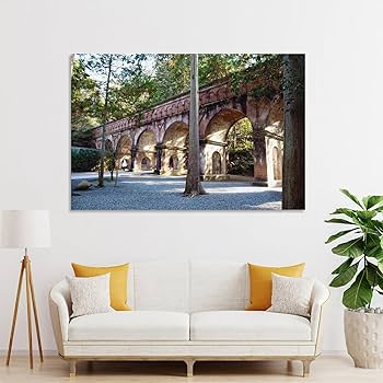 油絵 風景画 南禅寺水路閣 額縁付き