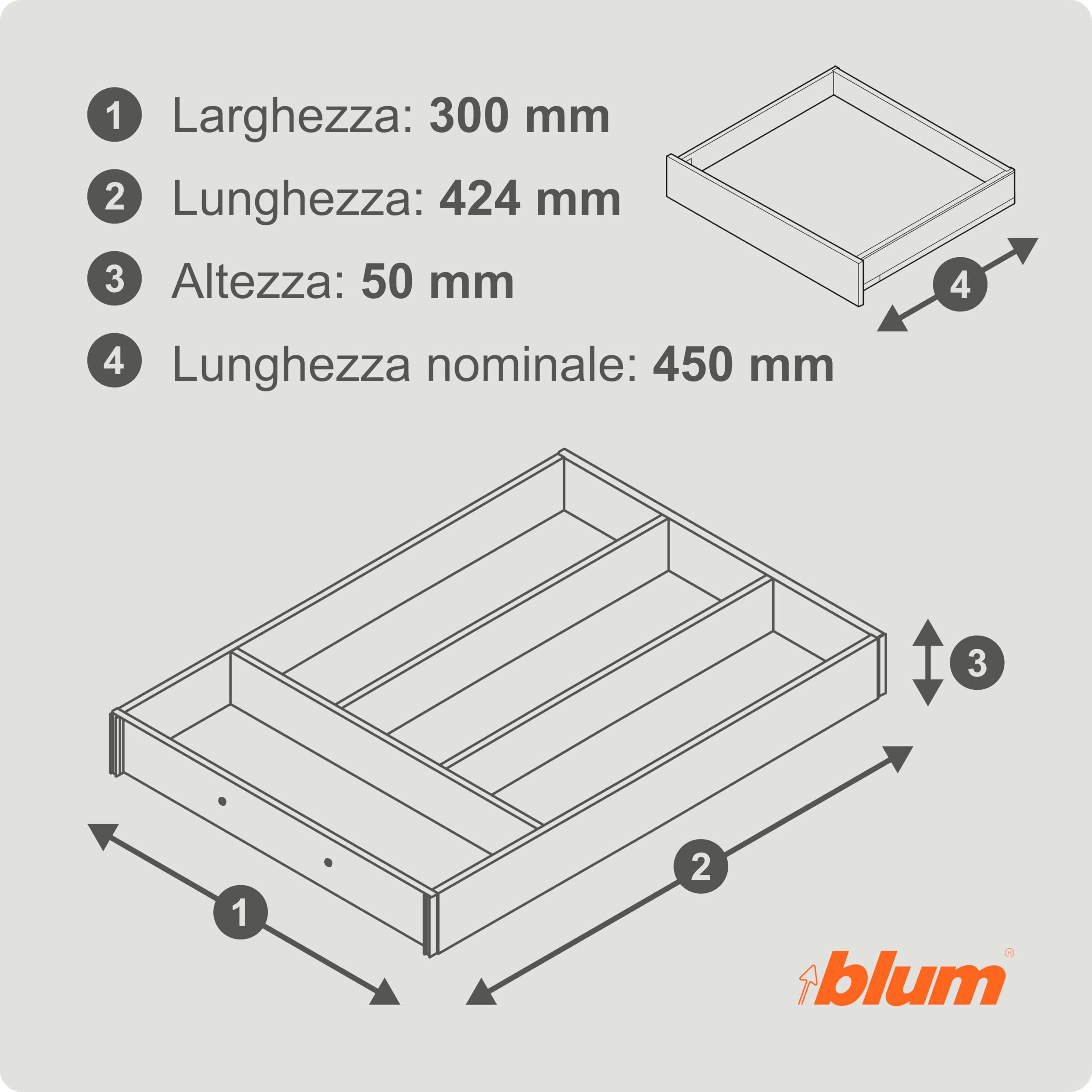 blum AMBIA-LINE inserto portaposate 42cm legno | Noce Tennessee