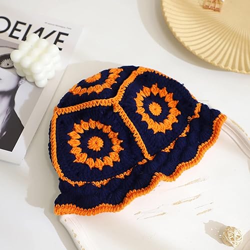 Miniatura 5 de Sombreros de pescador de punto plegables multicolor para mujer, sombreros de pescador hechos a mano de ala ancha para el sol, sombreros de punto