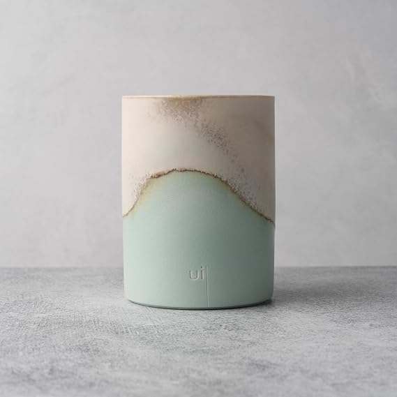 Ui Artist Collection Self-Heating Mug Set Mint Glacier | 12 fl oz / 355 mL Handcrafted Ceramic Coffee & Tea Mug with Heating Pad