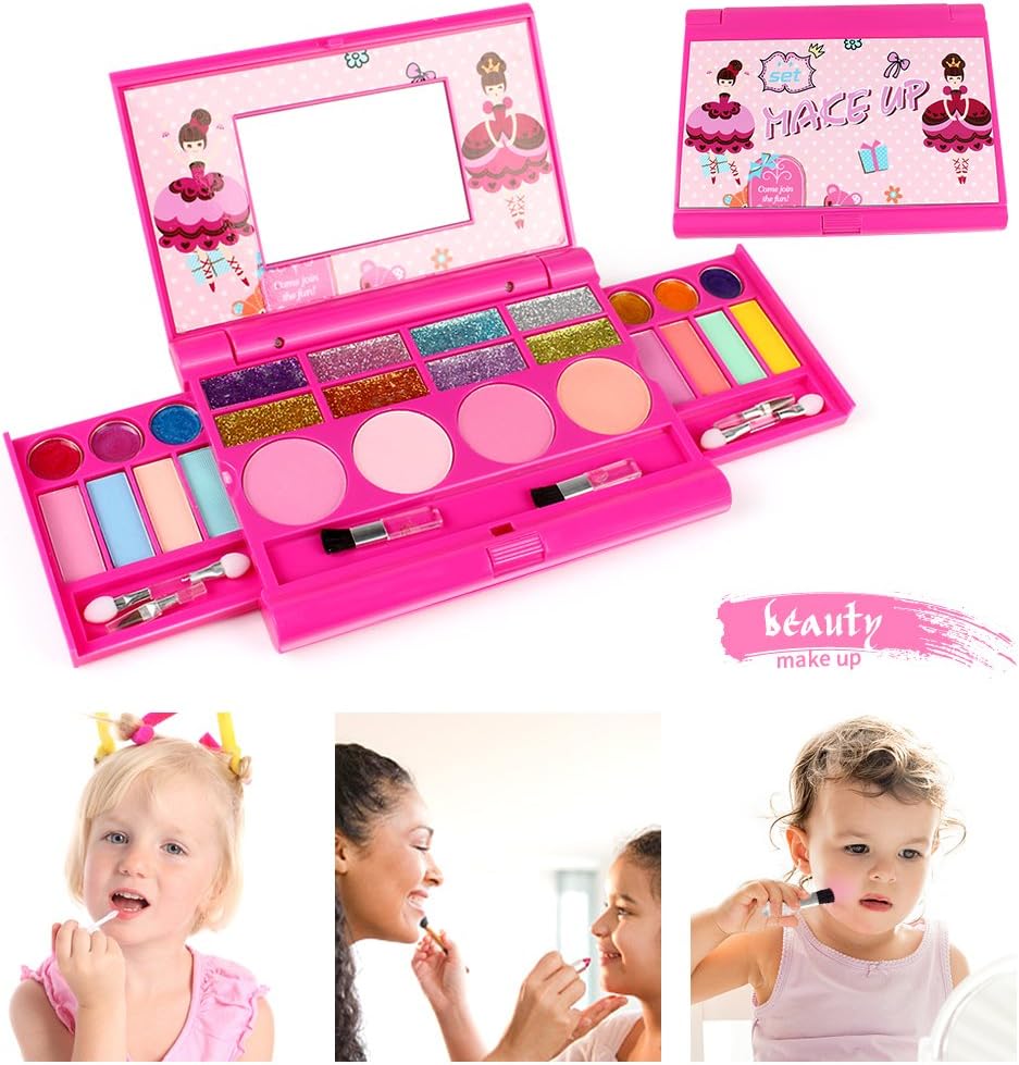 AMOSTING Real Makeup Toy For Girls Pretend Play Cosmetic Set Make Up Toys Kit Gifts for Kids : Toys & Games