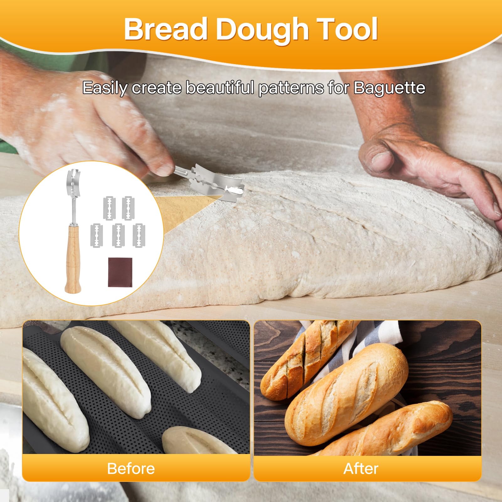 Schwarze Baguette-Brotpfanne, 3 Brotbackformen, antihaftbeschichtet, perforiertes Baguetteblech, ofenfest, gesundes Backzubehör, 38,1 x 27,9 cm, runde Ecken und gleichmäßige Erwärmung