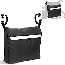 Oxford Fabric Wheelchair Bag, Waterproof Rear Wheelchair Bag, Wheelchair Accessories, Storage Bag, Bag for Rollator, Wheelchair Bag with Reflective Stripes, Large, Black