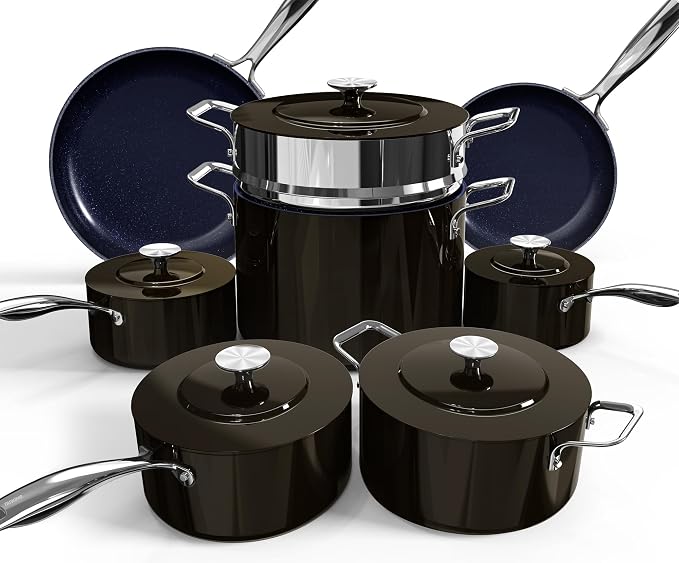 Nuwave Lux 13‑Piece Lightweight Nonstick Cookware Set, PFAS-Free, Induction Ready