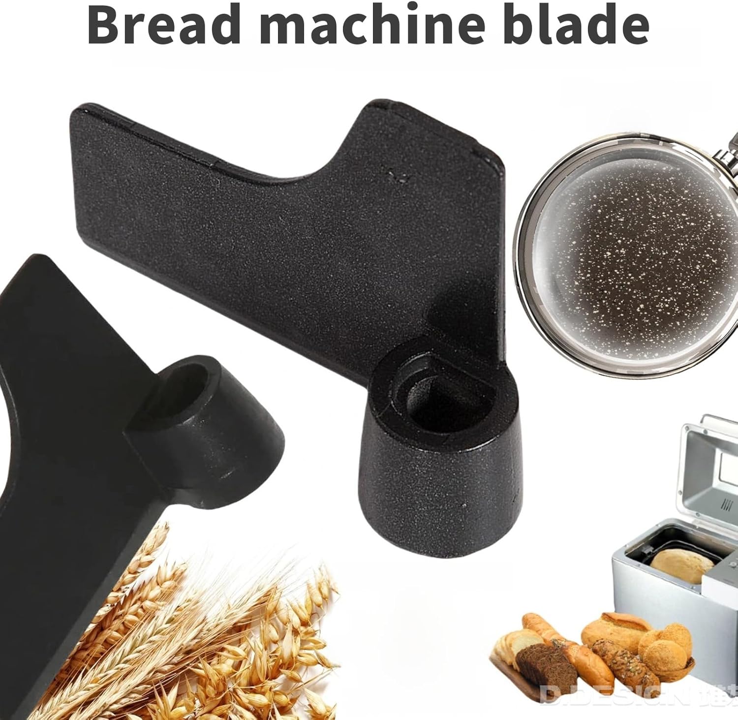 1 Pcs Bread Maker Paddle, Bread Machine Replacement Parts Mixing Blade, Bread Maker Paddle, Replacement Mixing Paddles Non-Stick Teflon Coated Flat Kneading, Breadmaker Accessories (Black)