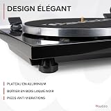 Audizio Toledo Hi-Fi Record Player with Bluetooth Output – Wireless Vinyl Playback, High-Performance Cartridge, Adjustable Pitch Control, Dual Speed Selection, Black Wood Turntable - 6