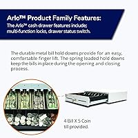 Vista 3 de APG Entry Level- Cajón electrónico de punto de venta de 13 pulgadas Serie Arlo EKDS320-1-W330-A10 Impresora compatible con cable CD-101A incluido