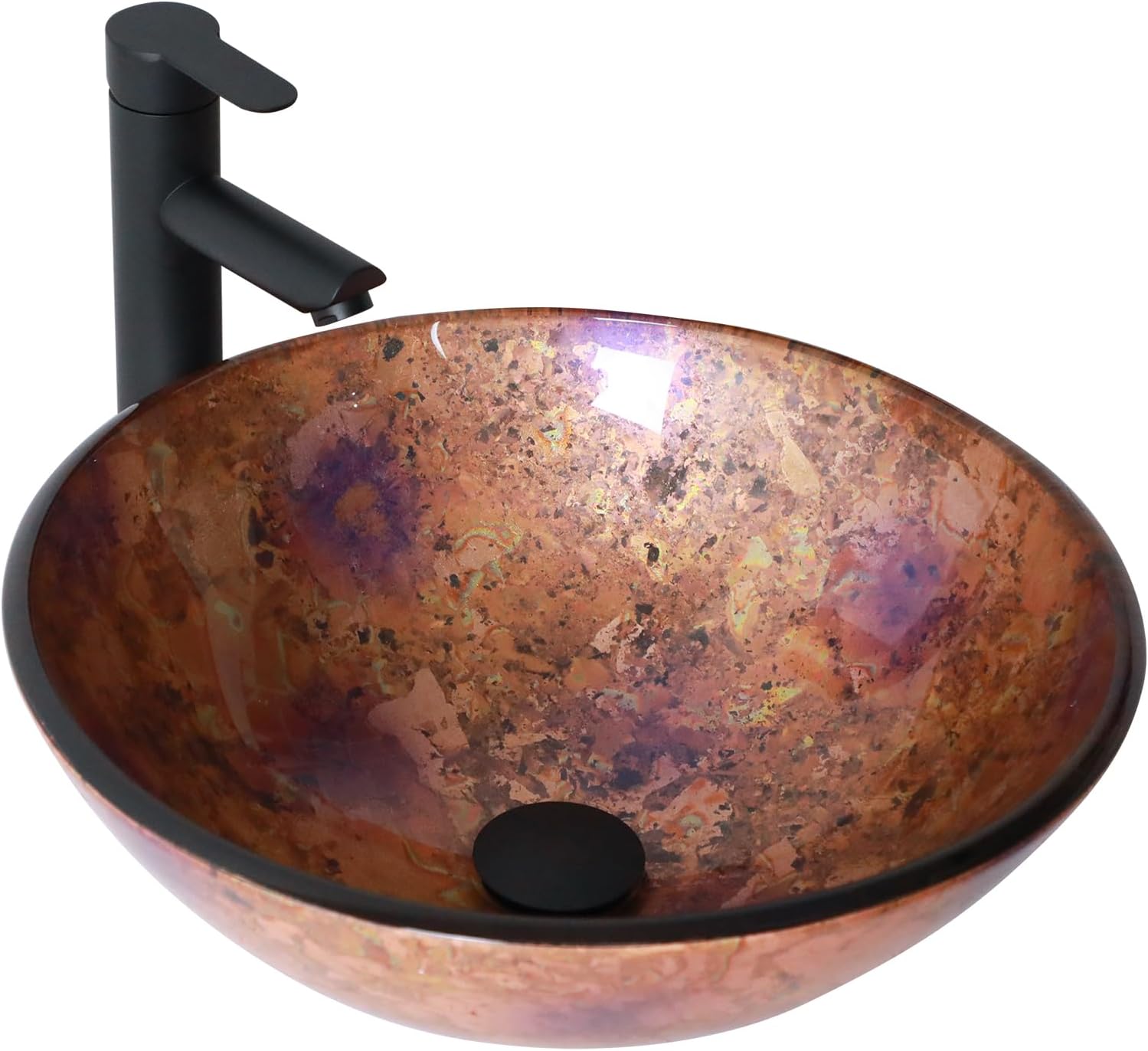 Small Bathroom Sink 17" Green Glass Vessel Sink With Faucet And Drain Combo Modern Round Shape Artistic Basin Bathroom Vessel Sink Above Counter Small 5" Deep Sinks LOF-BL33556