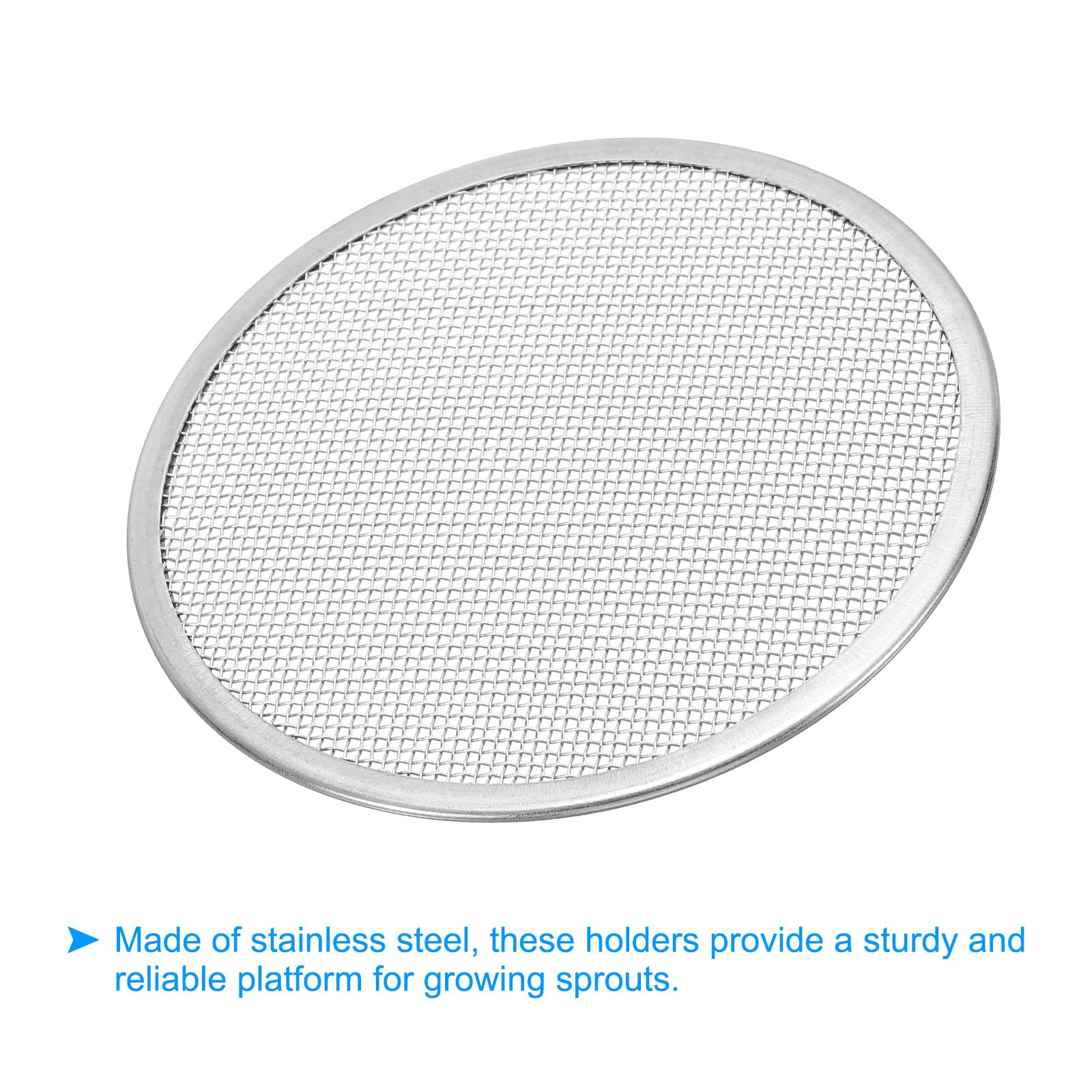 PATIKIL Sprouting Lids, 4 Pcs 82mm Stainless Steel Strainer Lids for Wide Mouth Canning Jars Silver Tone, Siliver - Image 3