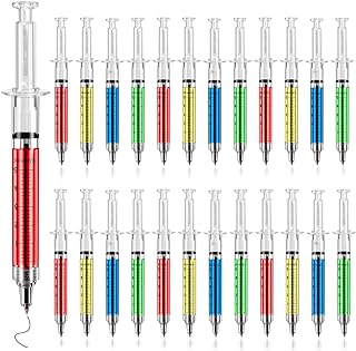 Syringe Pens Bulk - 24 Pack MultiColor Black Ink Novelty Pens for Nurse Gifts, Office & Medical Professional Use