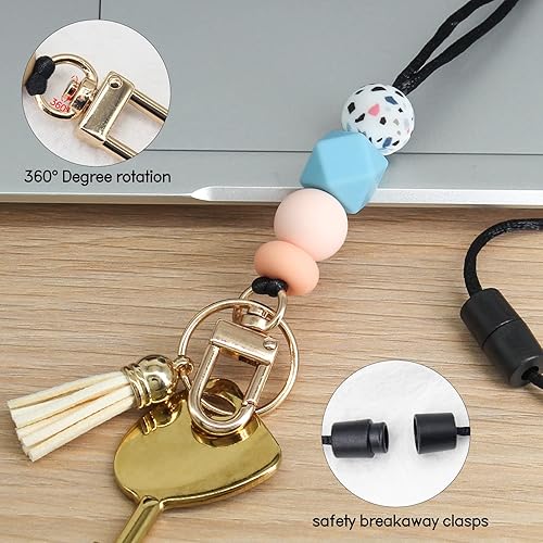 Miniatura 9 de Cordones para profesores para tarjetas de identificación para mujeres, cordones de silicona para soporte de tarjetas de identificación y cadena de