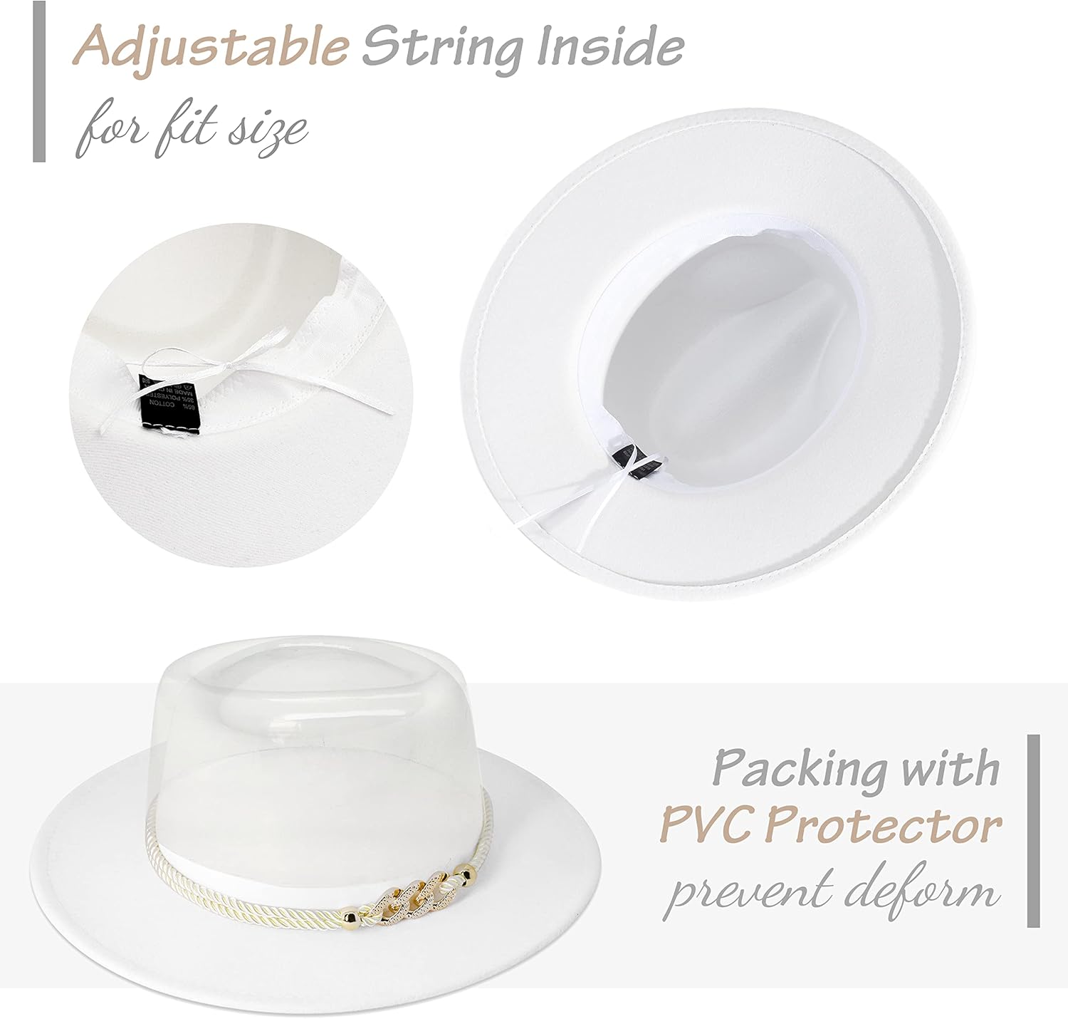 Lisianthus Women Wide Brim Fedora Hat with Belt Buckle Pork Pie Hat - Image 5