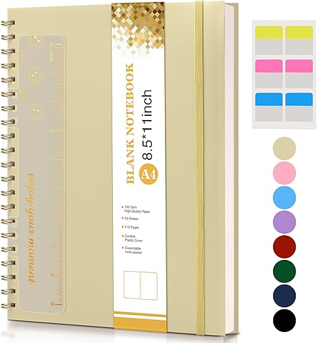 Miniatura 18 de Cuaderno de espiral diario de 8.5" x 11", cuadernos rayados para mujeres y hombres, diario grande A4 con rayas universitarias, papel de 100 GSM,