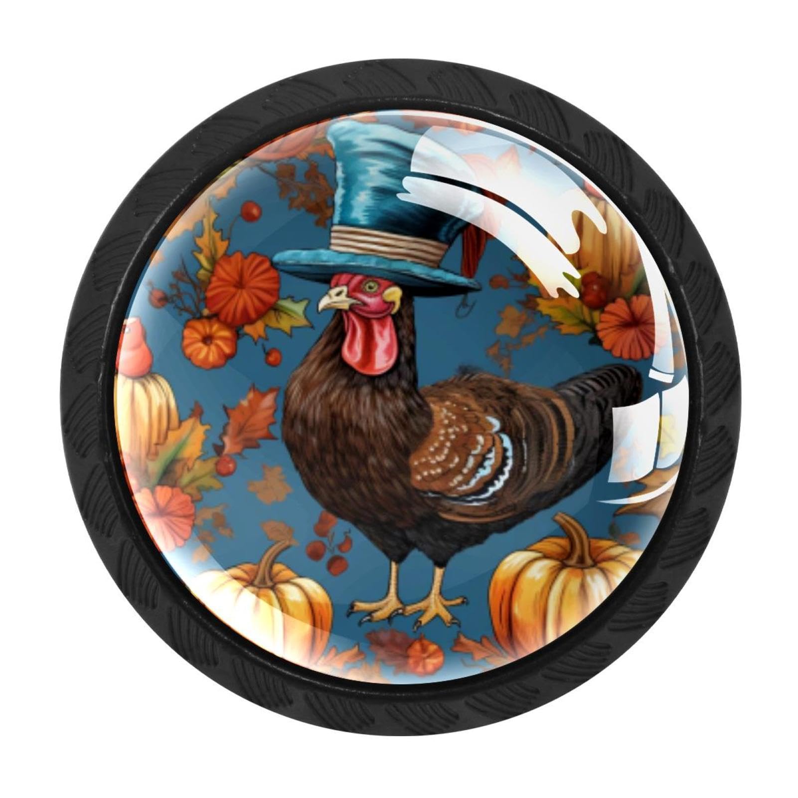 CHENZZZZ Thanksgiving Turkey Cabinet Knobs 4 Pieces Drawer Kitchen Cabinets Dresser Cupboard Wardrobe Unique Pulls Handles