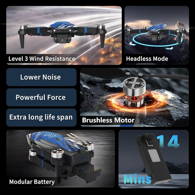 Dronă TTROARDS 4K cu ecran LCD de 2,8 inchi, motor fără perii, flux optic, evitare a obstacolelor la 270 de grade, sub 249 g pentru începători