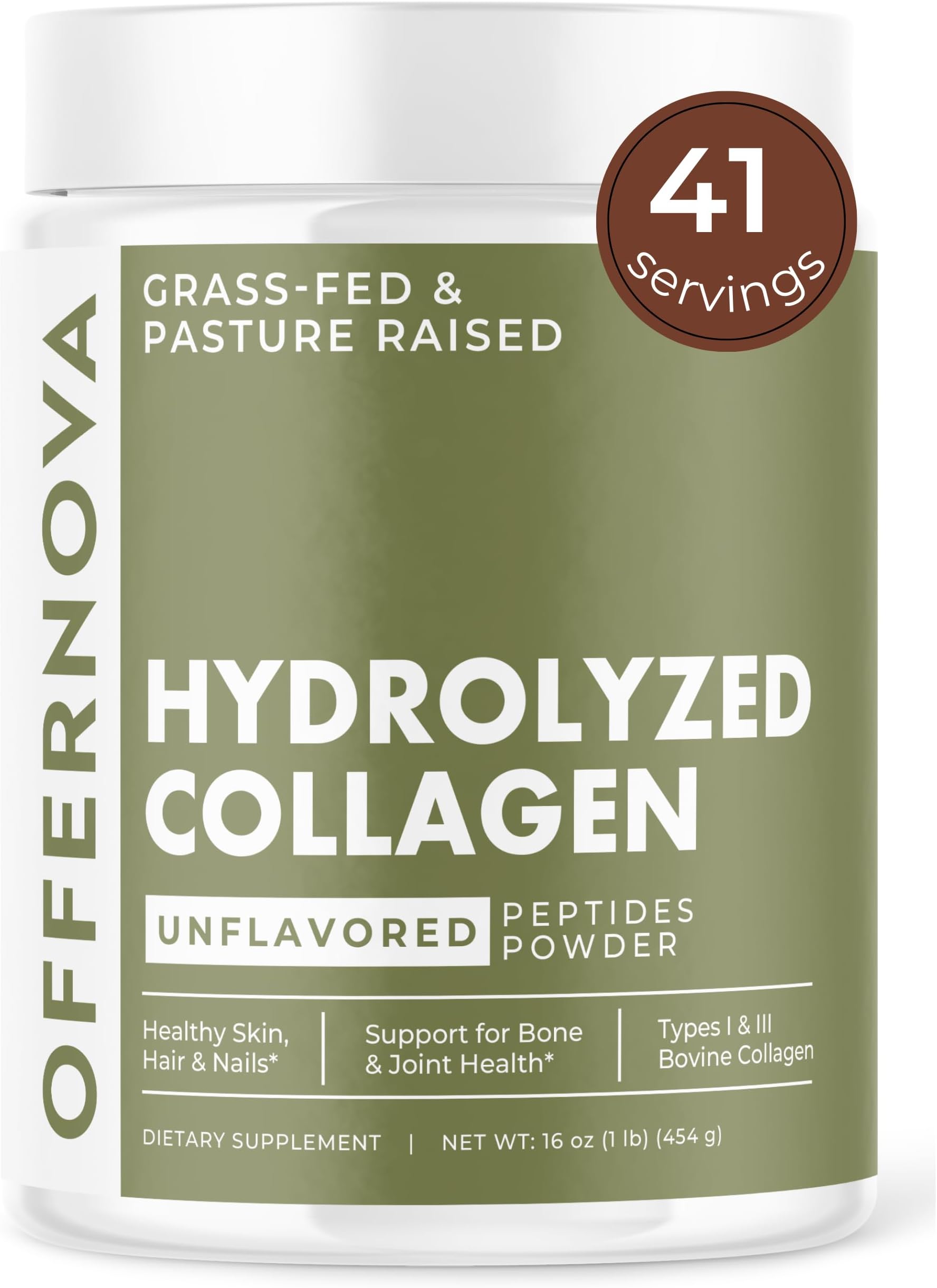 Hydrolyzed Collagen Peptides Powder - 100% Pure, Grass Fed & Unflavored for Women & Men – for Healthy Bones, Joints, Hair & Skin – Colageno Hidrolizado en Polvo Piel, Cabello y Articulaciones