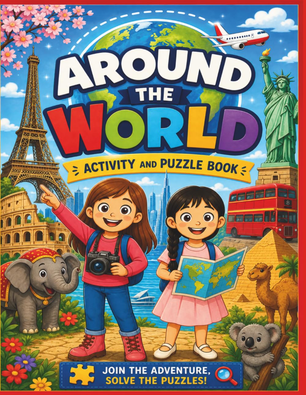 Around the World Activity and Puzzle Book: A Story and Puzzle Adventure Through 10 Exciting Cities with Fun, Educational Challenges for Kids Ages 6–8