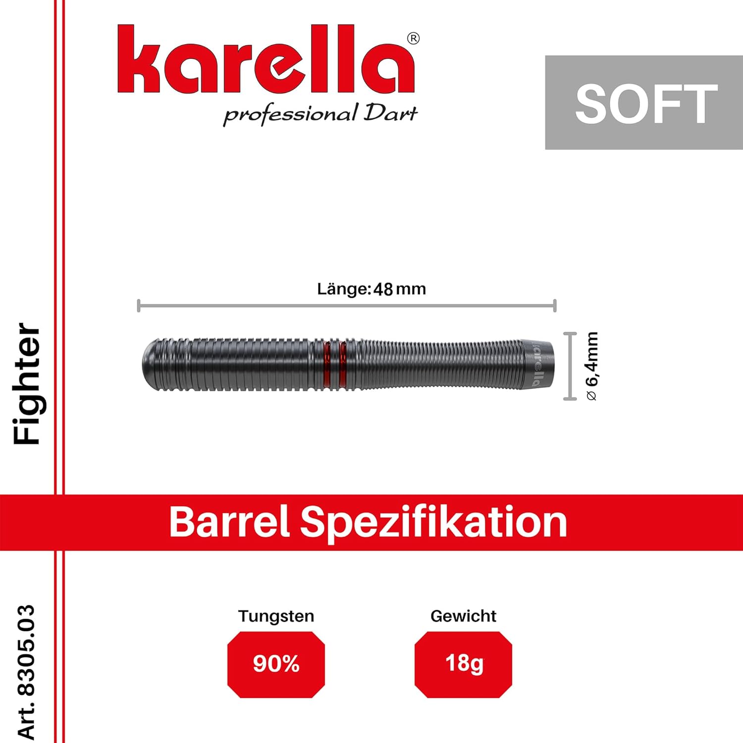 Karella Fighter Dart Barrel Specifications