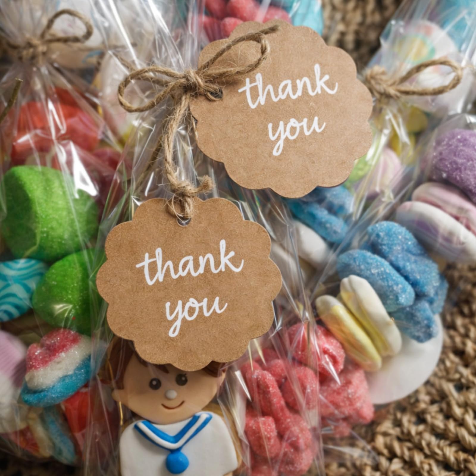 Etiquetas de Papel Kraft Redondas 6x6cm con Cuerda de Yute para Regalos, Equipaje, Boda - 100 PCS