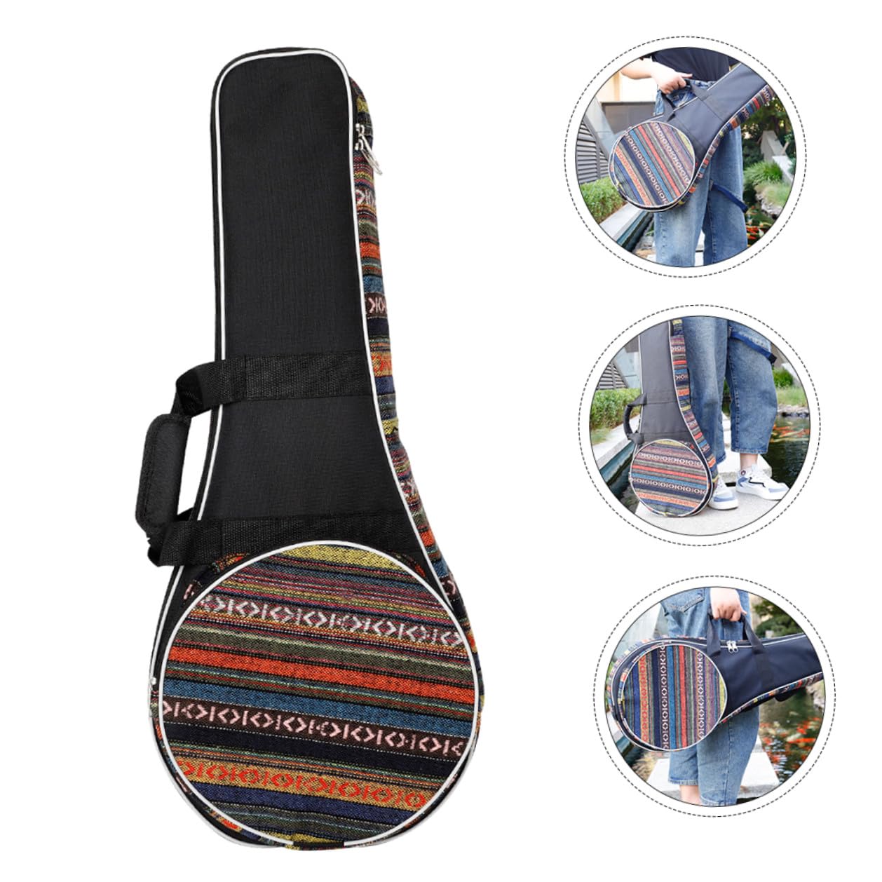FRCOLOR Borsa Mandolino Nazionale con Imbottitura in Spesso Zaino Spalla per Viaggio con Ampia Tasca Frontale per Accessori Musicali