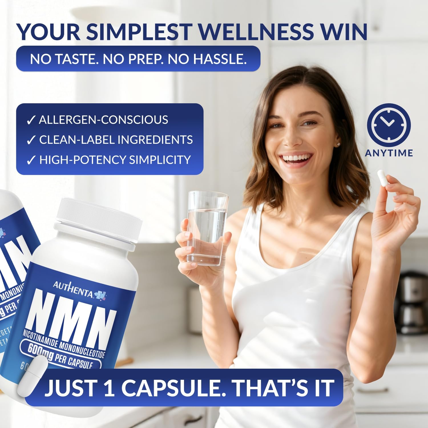 NMN Supplement 600 mg/Capsule Once Daily | 99% Pure Beta Nicotinamide Mononucleotide | Potent NAD⁺ Precursor | Supports Cellular Energy & Metabolism | Vegan, Non-GMO, Third-Party Tested & Gluten-Free - Image 5