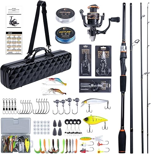 Miniatura 11 de Goture Spinning Fishing Rod & Reel Combo with Carrier Bag,6.6-9FT,Spin Reels, Lures Kit, Pliers, Braided Line, Fish Gripper, Carbon Fiber Freshwater