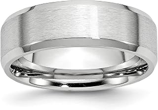 Solid Cobalt Beveled Edge 7mm Plain Classic Wedding Brushed Matte Finish Band Ring