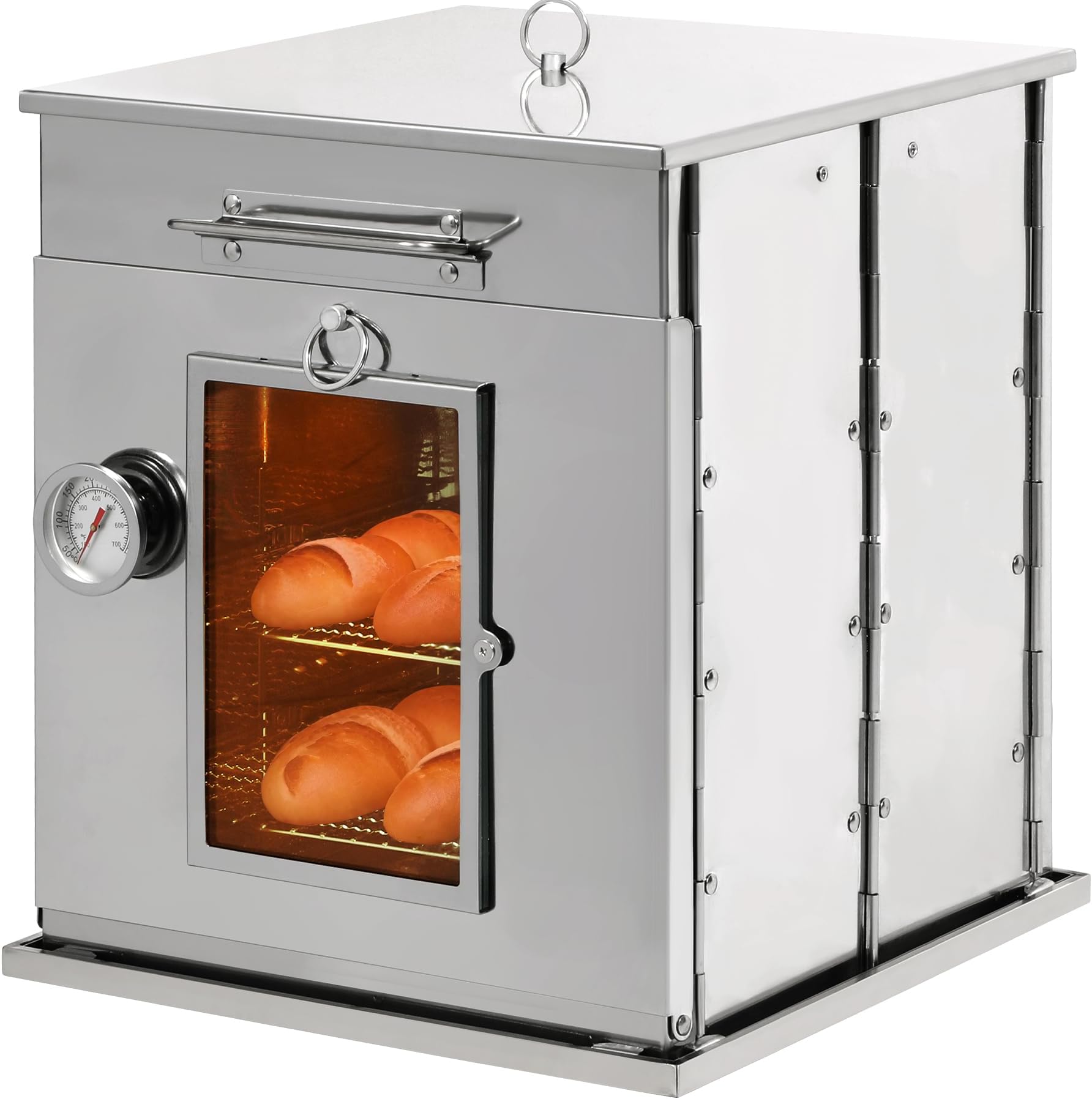 Foldable Camping Oven with 3-tier Grill, Stainless Steel Oven for Propane Baking, Grilling, Outdoor Cooking