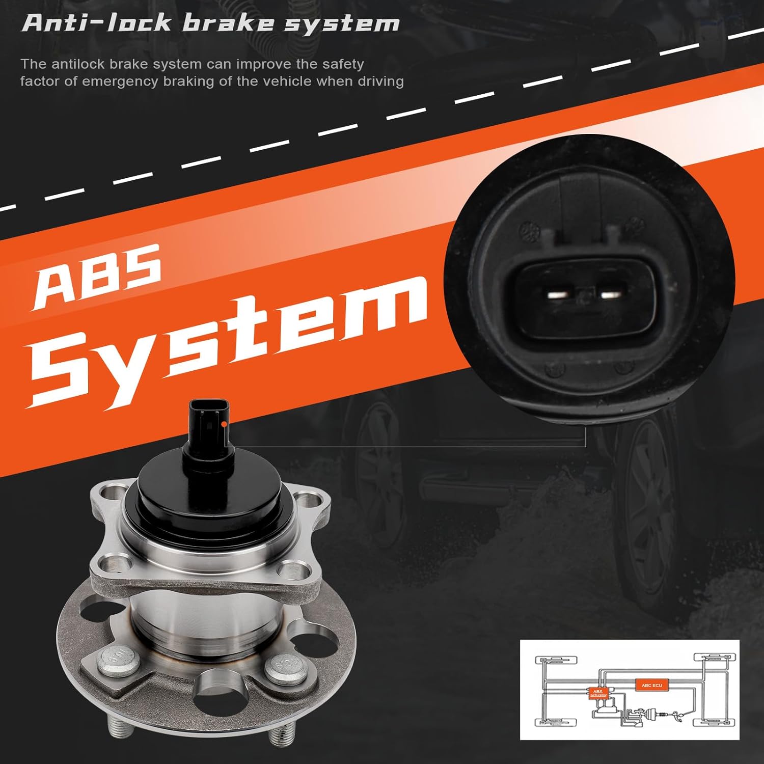 DRIVESTAR 512636 Rear LH or RH Wheel Bearing & Hub Assembly for Toyota Yaris 2015-2019 Hatchback, w/ABS 4-Lug