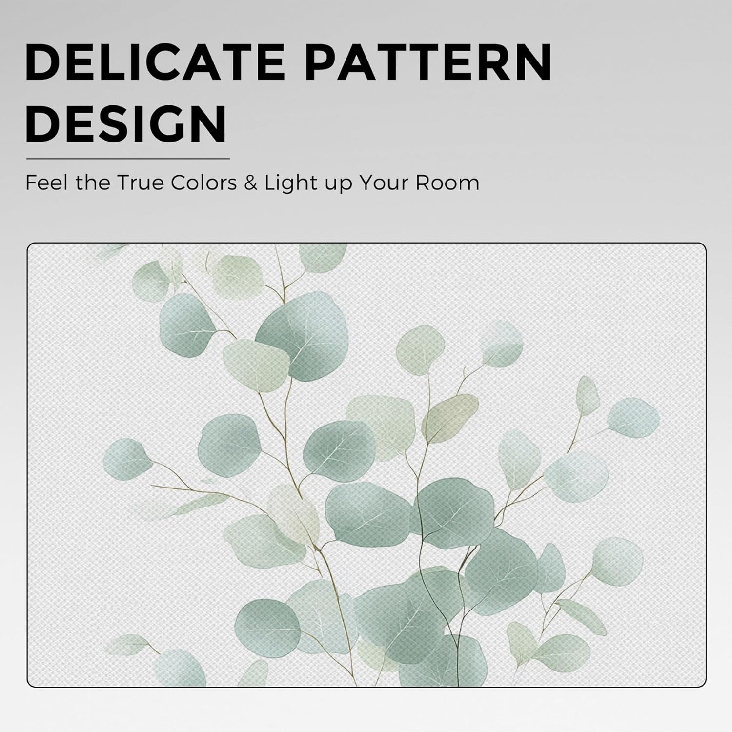 Eucalyptus Leaves Curtains for Living Room 39 Inch Length, Watercolor Plant Leaf Blackout Curtains Bedroom Decor, Natural Botanical Grommet Thermal Black Out Window Drapes 2 Panels Pd-31