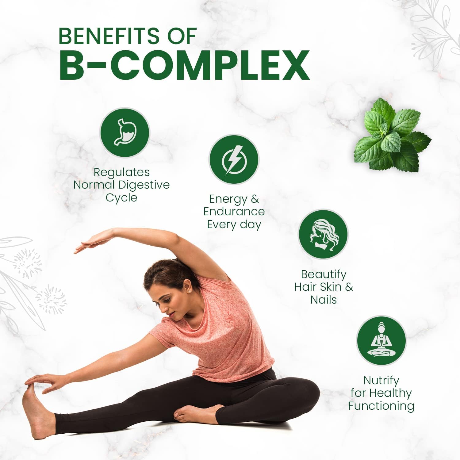 Himalayan Organics Vitamin B Complex with 100% RDA B1, B2, B3, B5, B6, B9 & B12 | 120 Veg Tablets