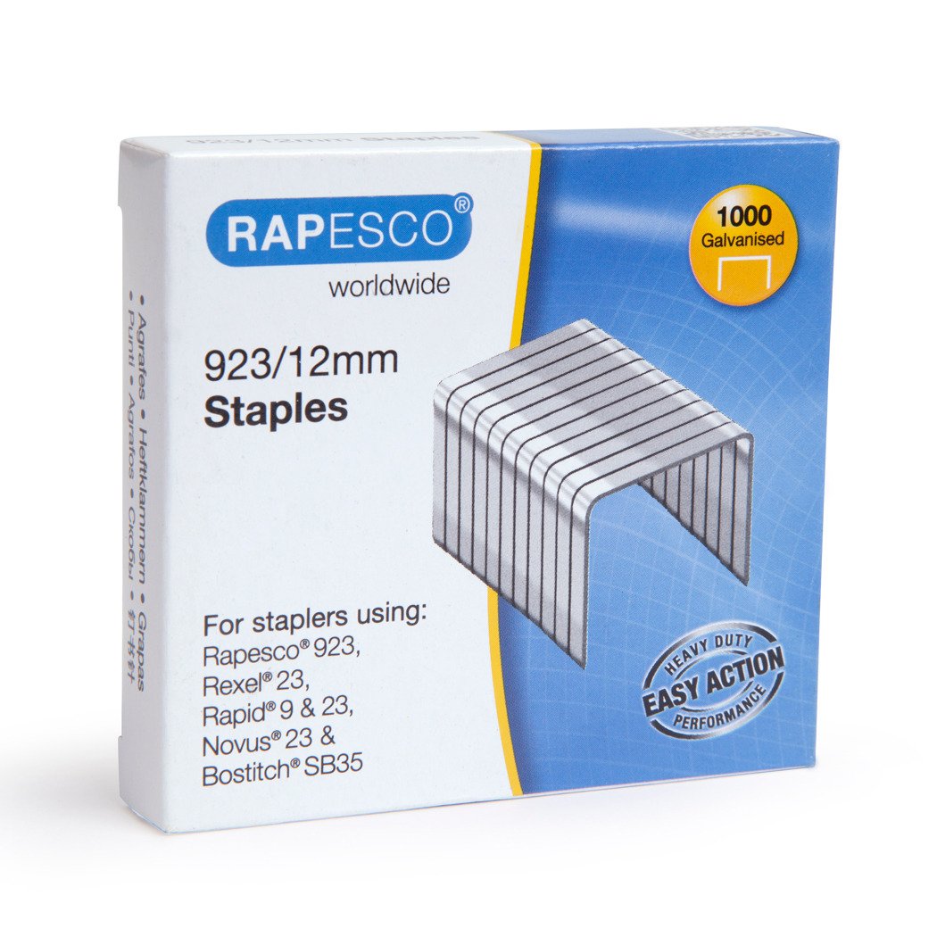 RAPESCO Pack of 3 Boxes of 1000 Galvanised Staples 923/12 mm Type 23 - Image 2