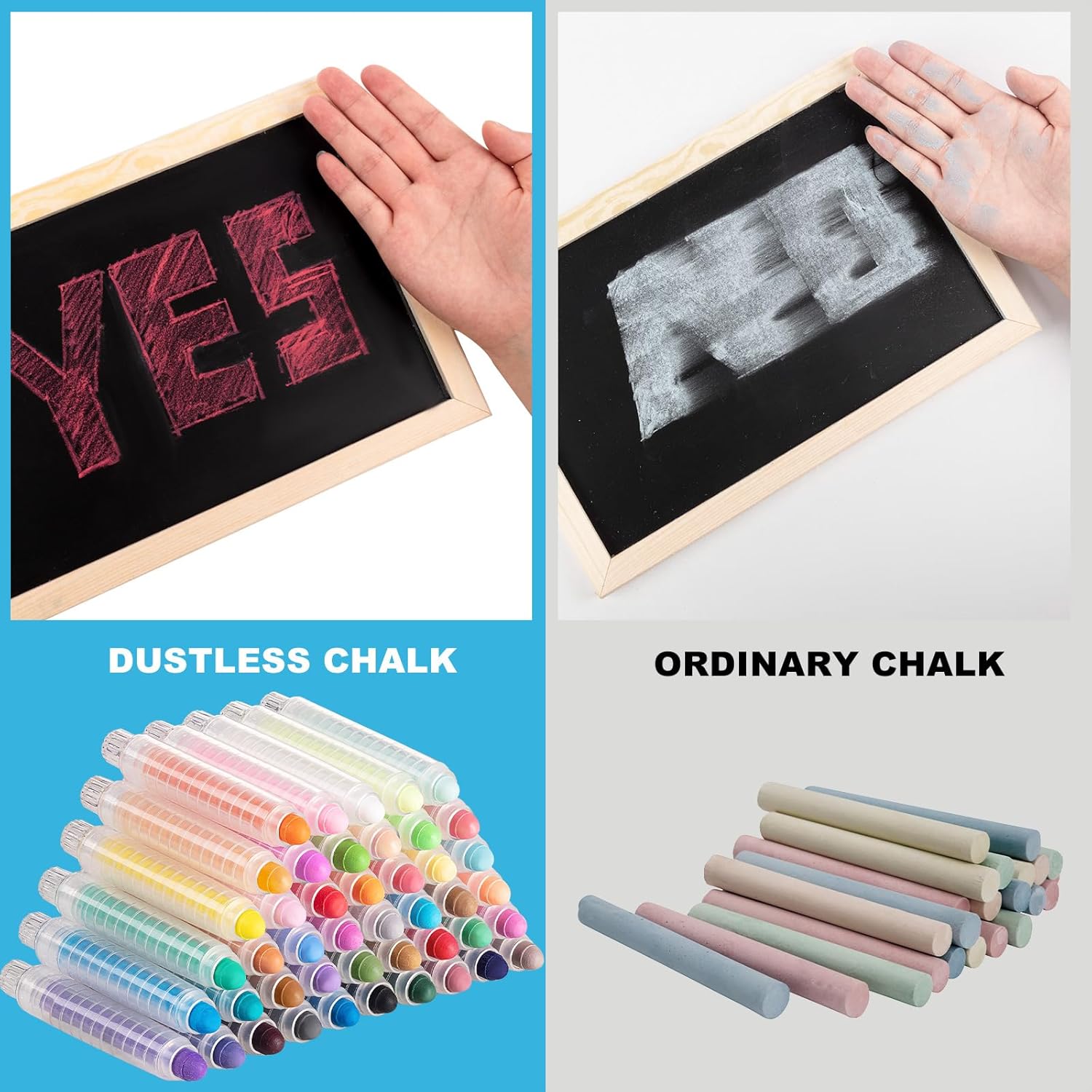Sidewalk Chalk for Kids, 48 Colors Dustless Washable Toddlers Chalk with Plastics Holder for Blackboard Drawing Writing Toys Gift Party Favors