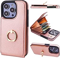Vista 18 de Folosu Funda compatible con iPhone 14 Pro con soporte para tarjetas, rotación de 360°, soporte de anillo de dedo con función atril, bloqueo RFID