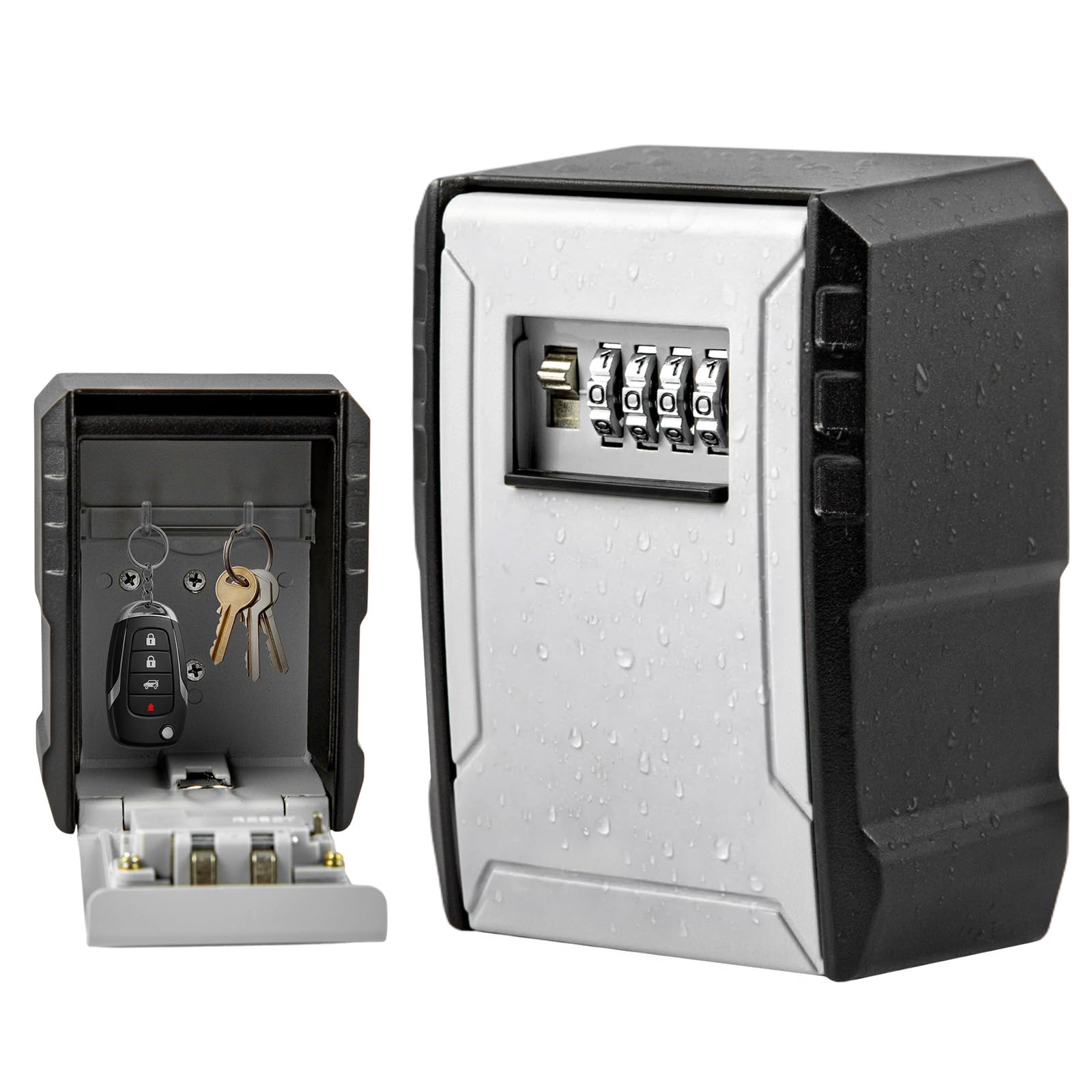 SUNNYNEST Safe Box 13x10x6.5 cm comes with accessories and 3 keys. It securely stores cash and documents, is lockable, and suitable for home and office use.