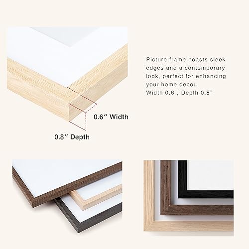 Vista 55 de Marco de fotos de 5 x 7, marco de 5 x 7 pulgadas, marco de 4 x 6 pulgadas, acabado de chapa de madera, marco de fotos de 5 x 7 pulgadas con paspartú