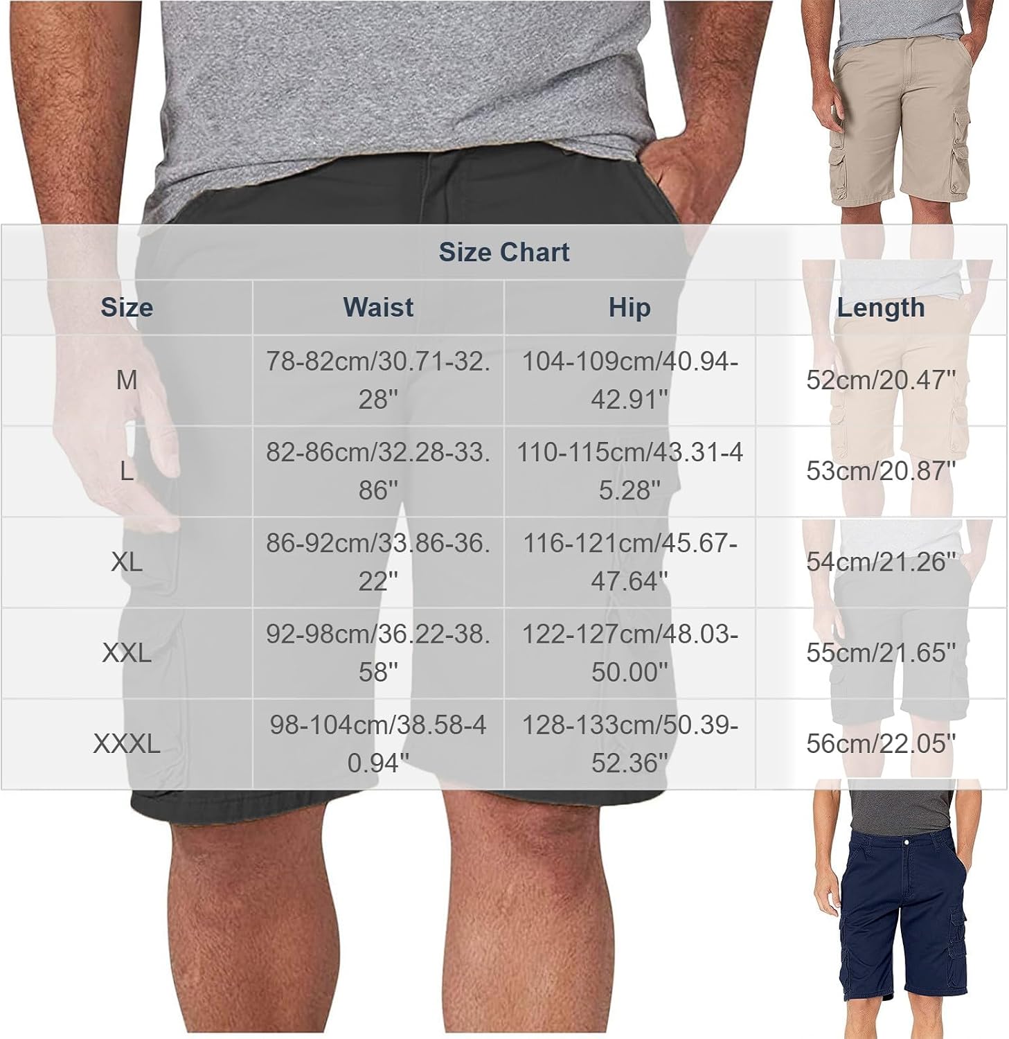 Men's Cargo Shorts Drawstring Classic Stretch Shorts Quick Dry Lightweight Hiking Summer Short with Pockets