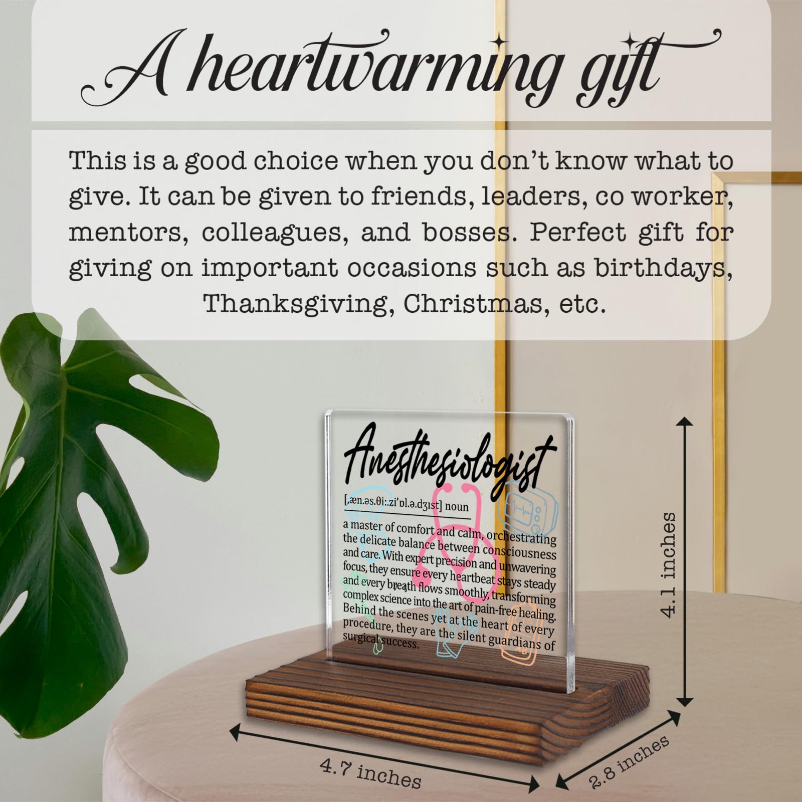 Anesthesiologist Gifts, Thank You Appreciation Gifts for Anesthesia Doctors Week Graduation Birthday Christmas Surgical Support Staff Office Desk Decor Decorative Signs Plaque PA021