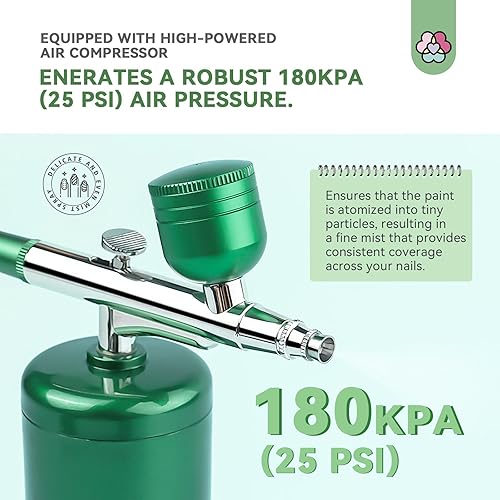Vista 5 de SAVILAND Kit de aerógrafo para uñas: Kit de aerógrafo profesional inalámbrico portátil, rápido, maquillaje, esmalte de uñas, suministros de uñas