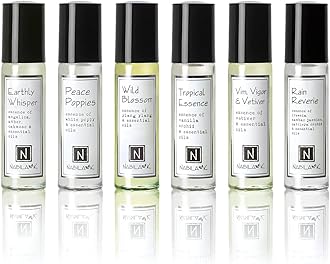 Nabila K Roll-on Perfume (Set of 6) with Essential Oils Alcohol-Free, All-Natural, Organic, Long-Lasting Fragrance - Travel-Size Perfume for Women - TSA Approved, 0.33 oz / 10 ml
